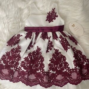 American Princess Burgundy Floral Lace Dress